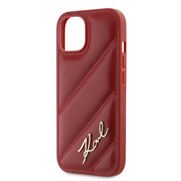 Karl Lagerfeld Diagonal Quilted Script case for iPhone 15 / 14 / 13 - red_5