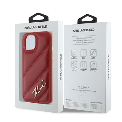 Karl Lagerfeld Diagonal Quilted Script case for iPhone 15 / 14 / 13 - red_7