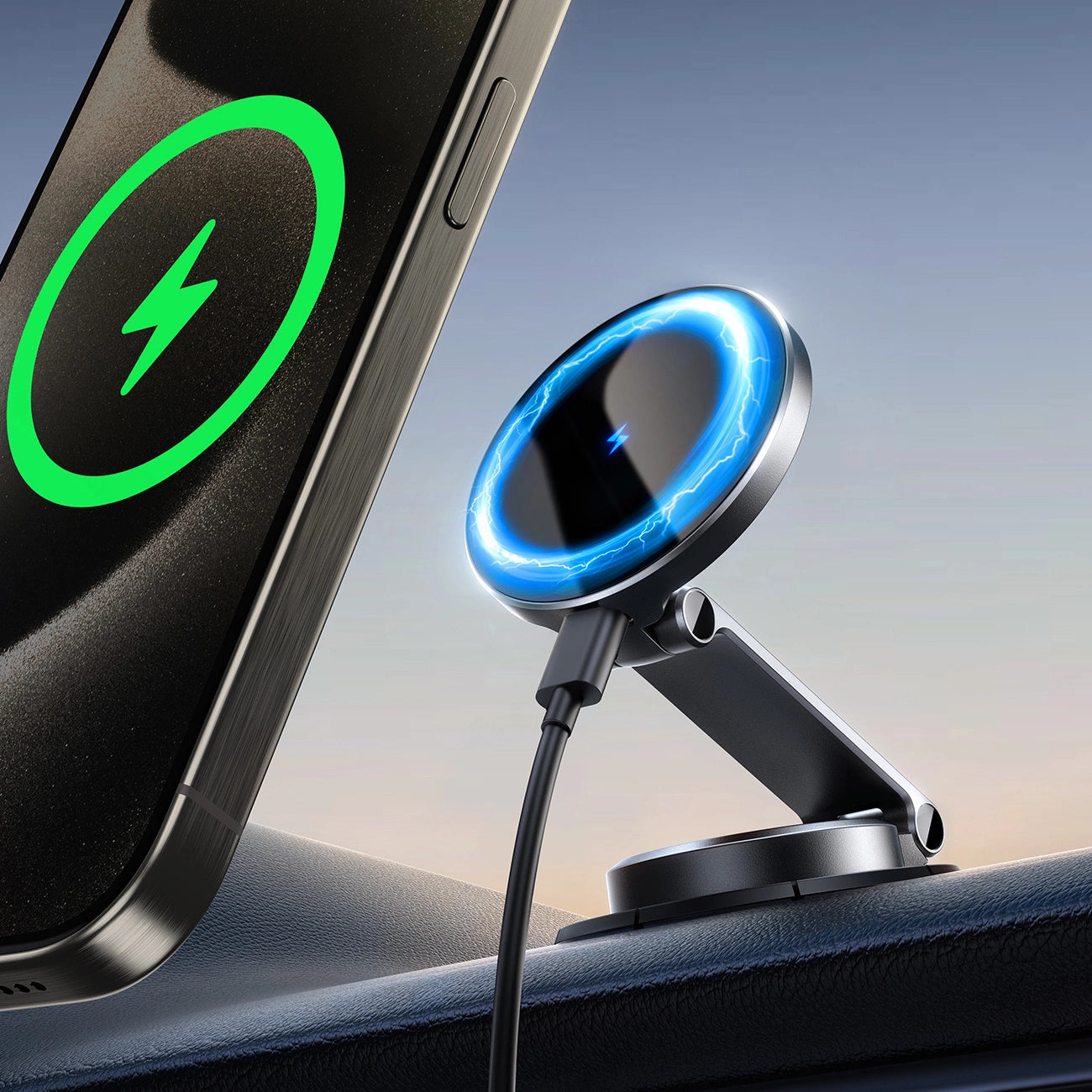 Joyroom JR-ZS408 magnetic holder with 15W inductive charger for car cockpit - black_10