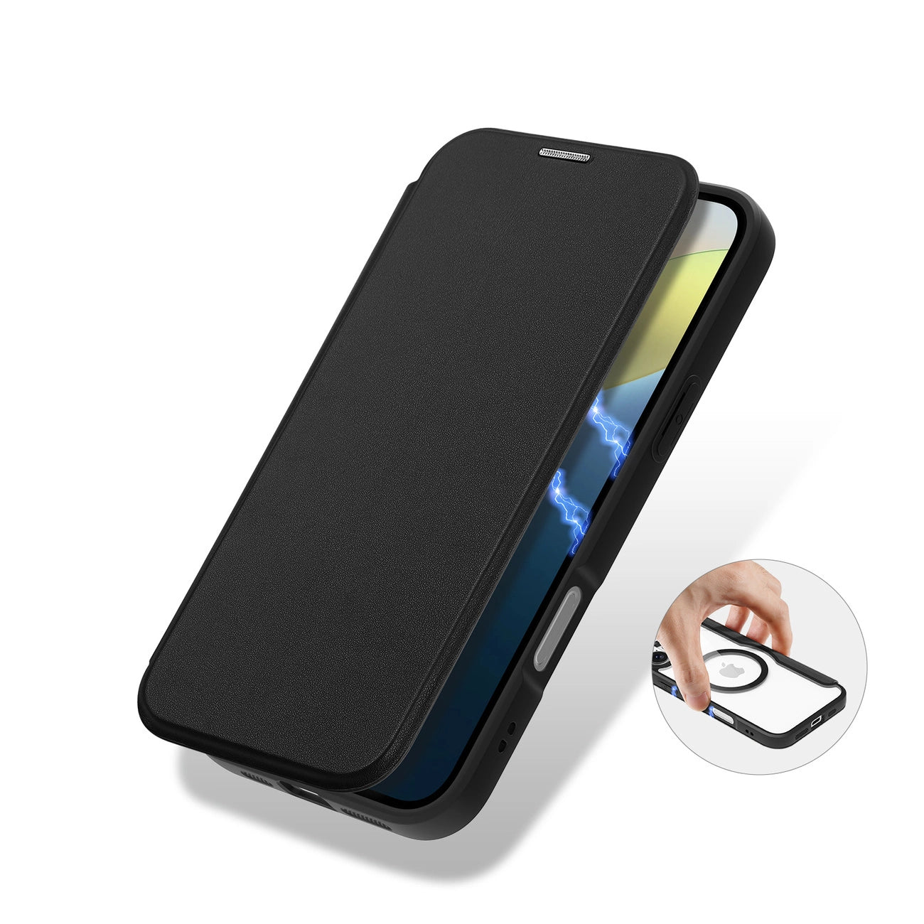 Dux Ducis Skin X Pro iPhone 16 Plus Case with MagSafe and Flip Cover - Black_6