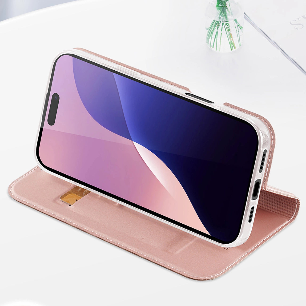 Dux Ducis Skin Pro iPhone 16 Pro Max Case with Flip and Card Slot - Pink_14