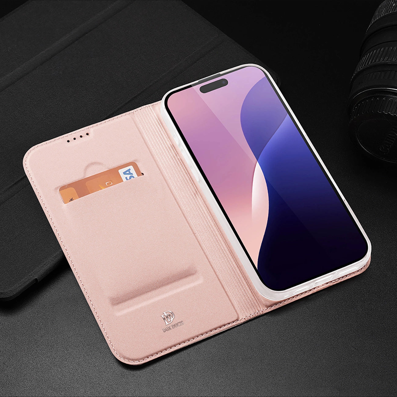 Dux Ducis Skin Pro iPhone 16 Pro Max Case with Flip and Card Slot - Pink_15