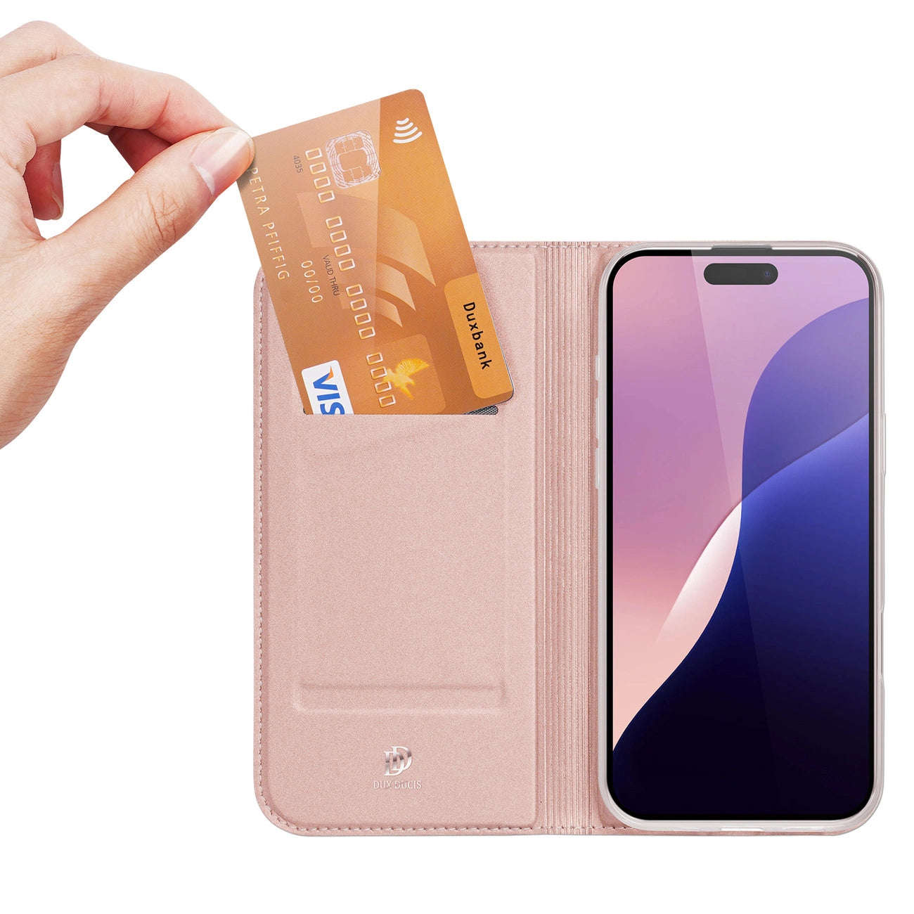 Dux Ducis Skin Pro iPhone 16 Pro Max Case with Flip and Card Slot - Pink_2
