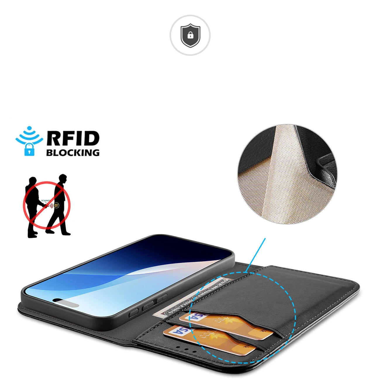 Dux Ducis Hivo iPhone 16 Pro Max Case with Flip and RFID Protection - Black_3
