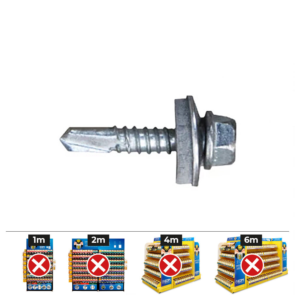 Caixa 1000 unidades. parafuso 7301 broca cabeÃ§a hexagonal sw8 Ã¸ 4,8x19 mm arruela epdm Ã¸14 zinco_0