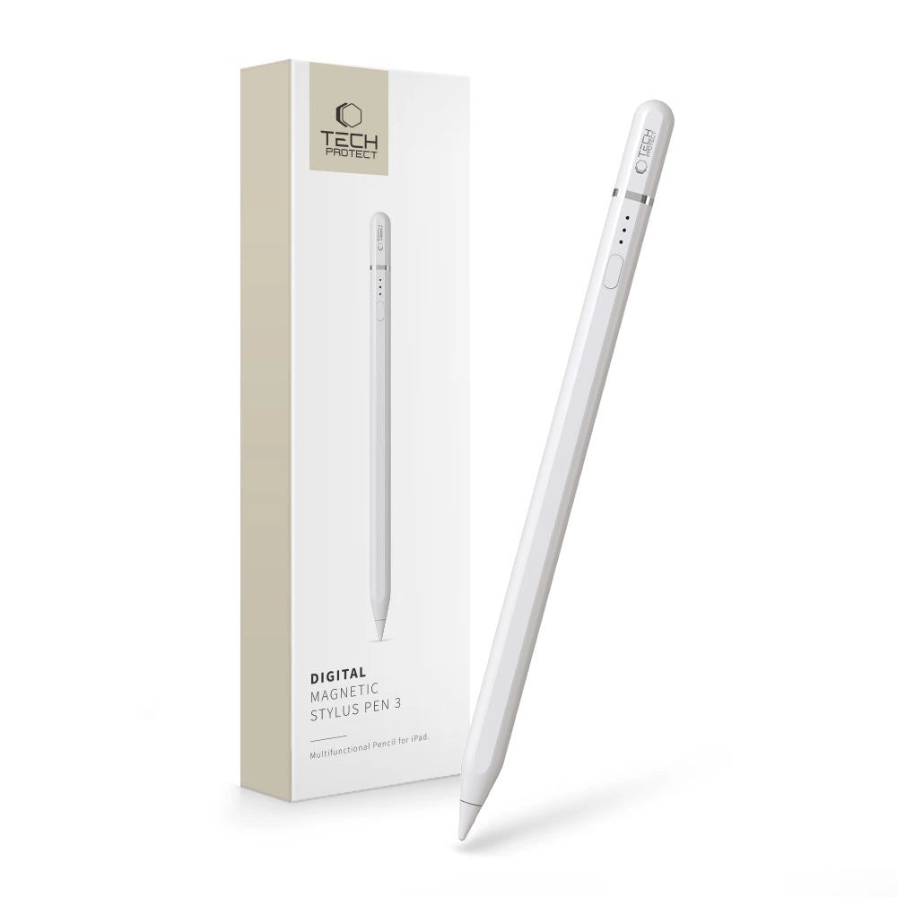 Tech-Protect Digital Magnetic Stylus Pen 3 Magnetic for iPad Tablet - White_0