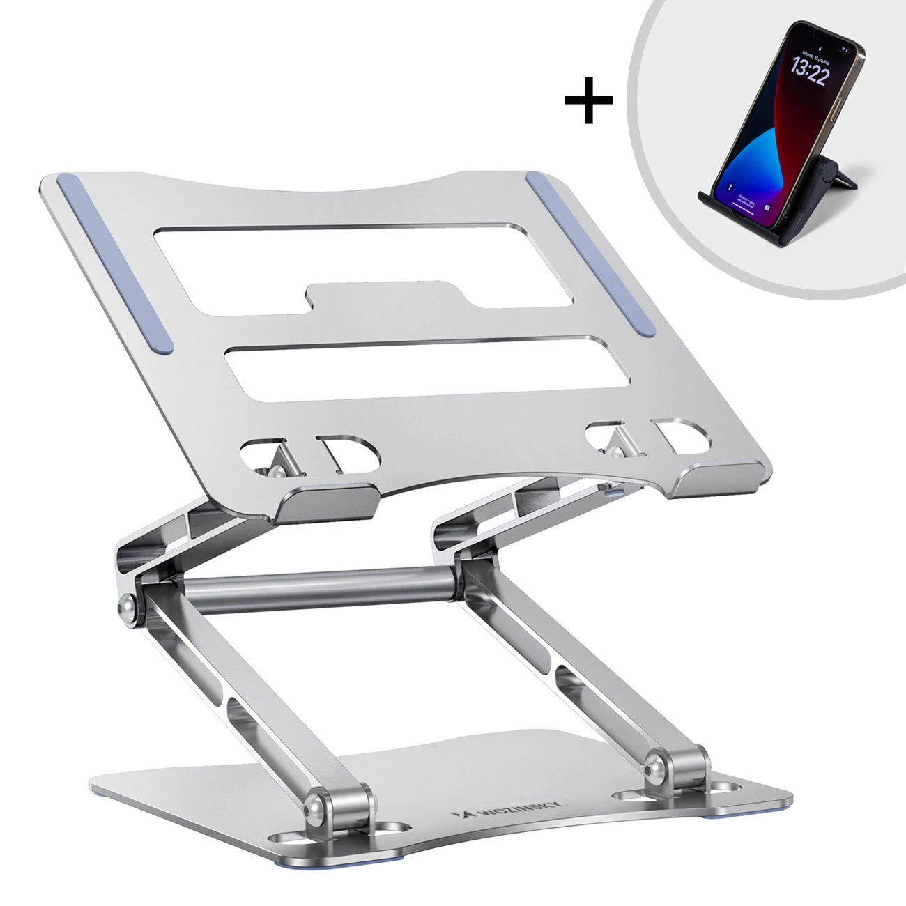 Laptop stand Wozinsky WRS-CPY75DSS aluminum + Free! smartphone stand - silver_0