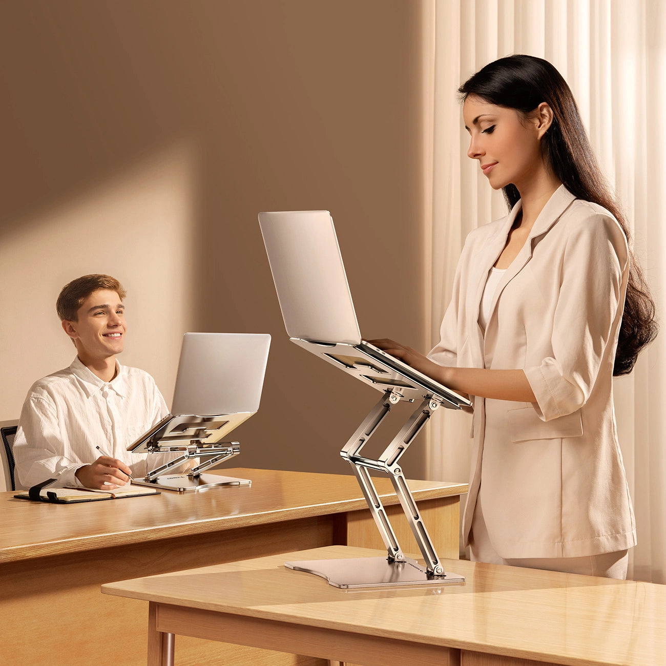 Laptop stand Wozinsky WRS-CPY75DSS aluminum + Free! smartphone stand - silver_5