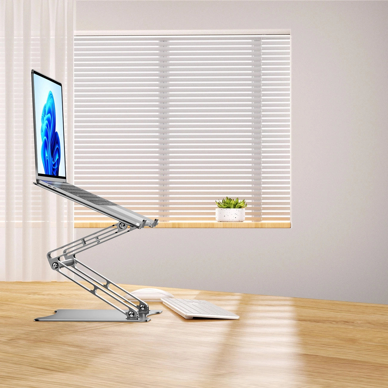 Laptop stand Wozinsky WRS-CPY75DSS aluminum + Free! smartphone stand - silver_8