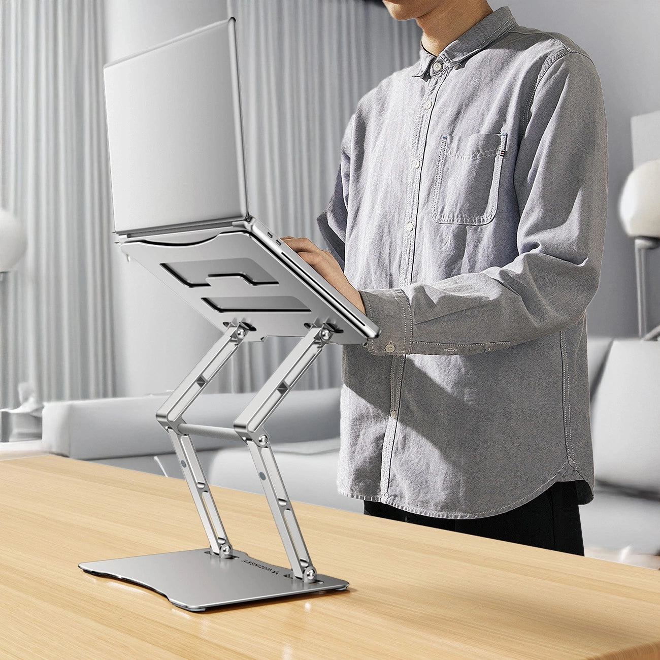 Laptop stand Wozinsky WRS-CPY75DSS aluminum + Free! smartphone stand - silver_9