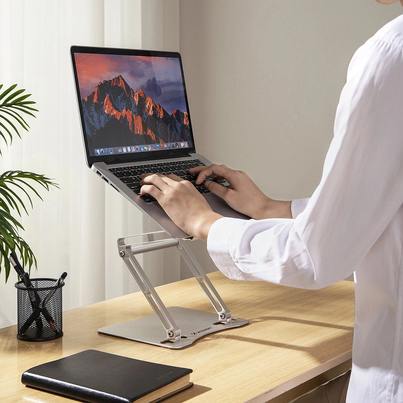 Laptop stand Wozinsky WRS-CPY75DSS aluminum + Free! smartphone stand - silver_13