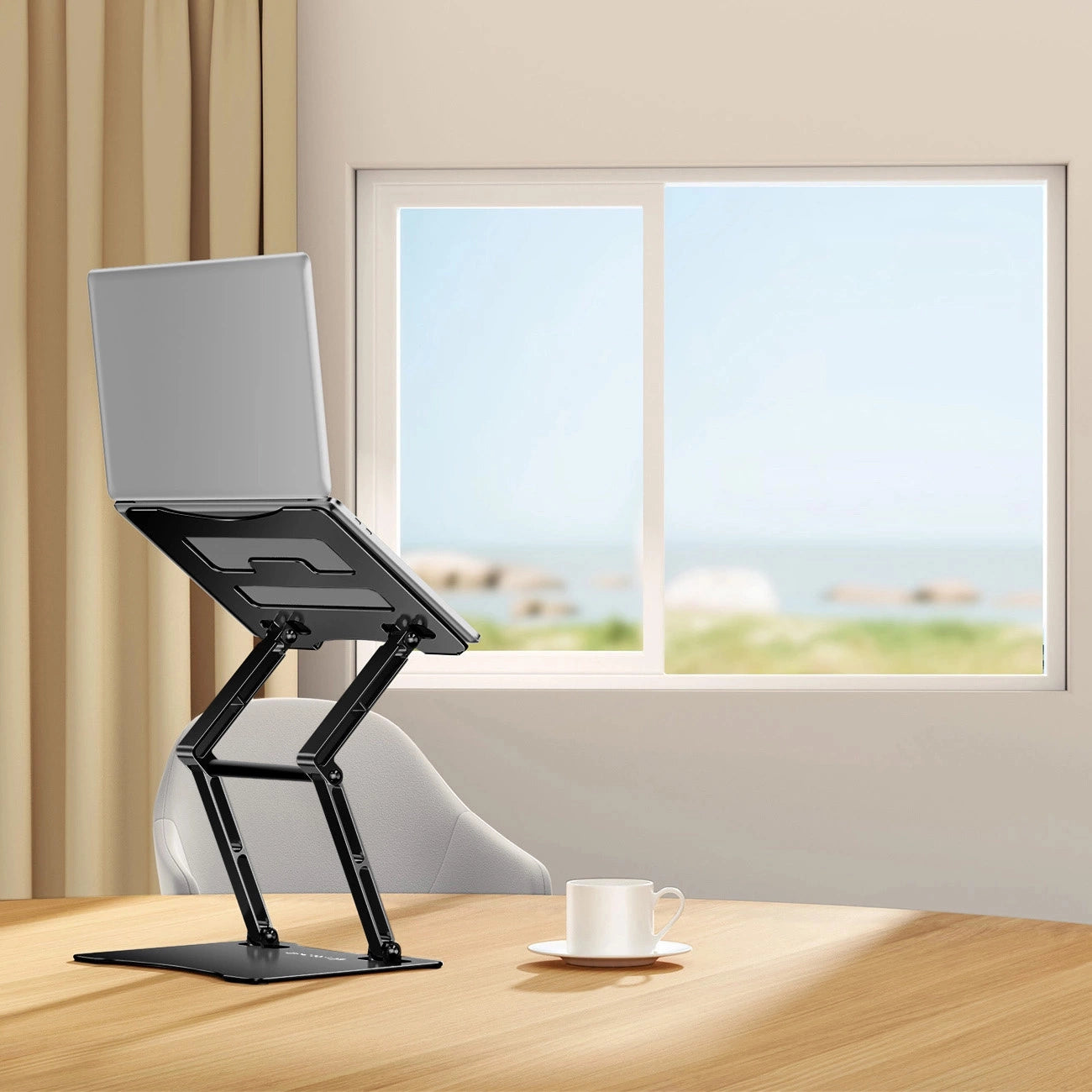 Laptop stand Wozinsky WRS-CPY75DSB aluminum + Free! smartphone stand - black_7
