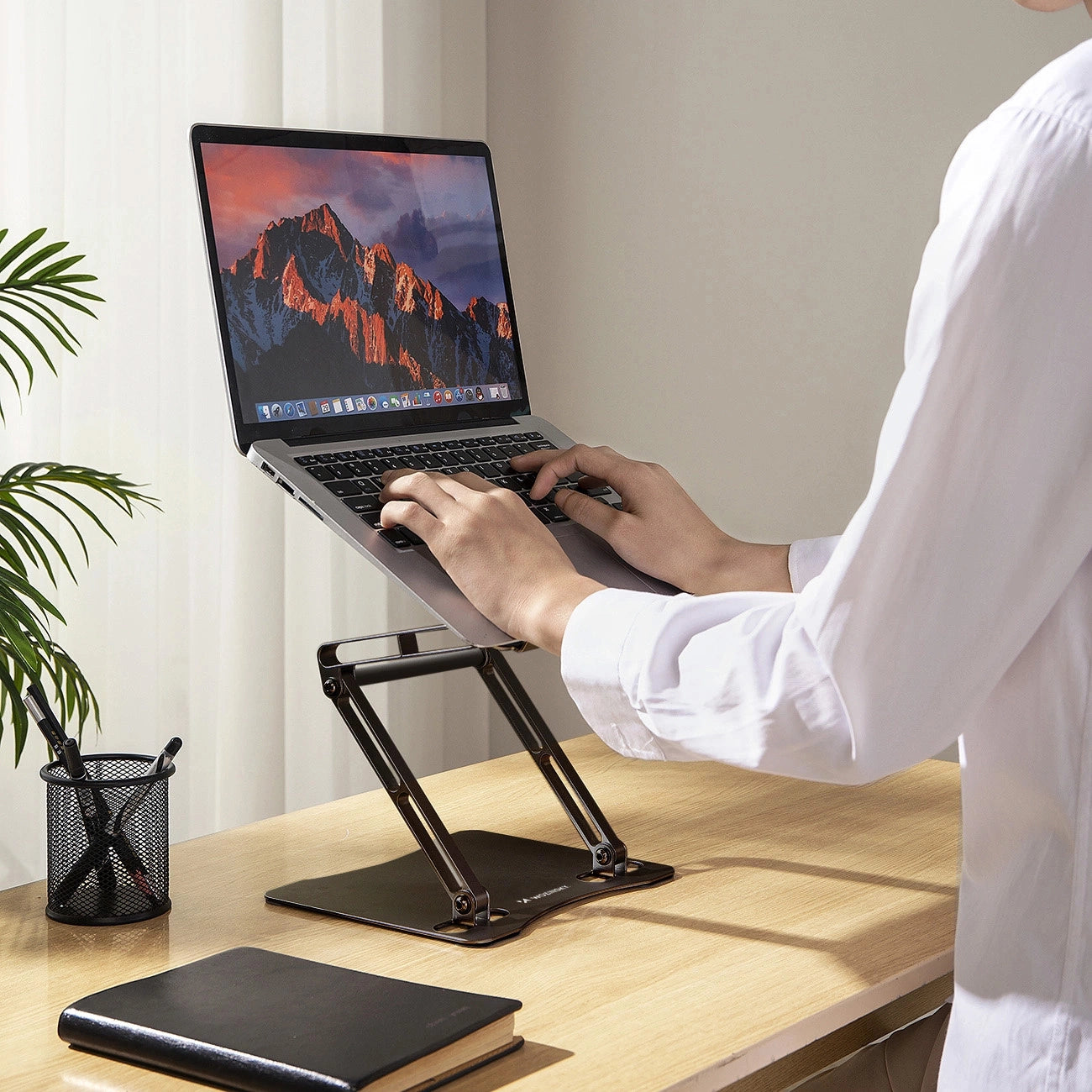 Laptop stand Wozinsky WRS-CPY75DSB aluminum + Free! smartphone stand - black_8