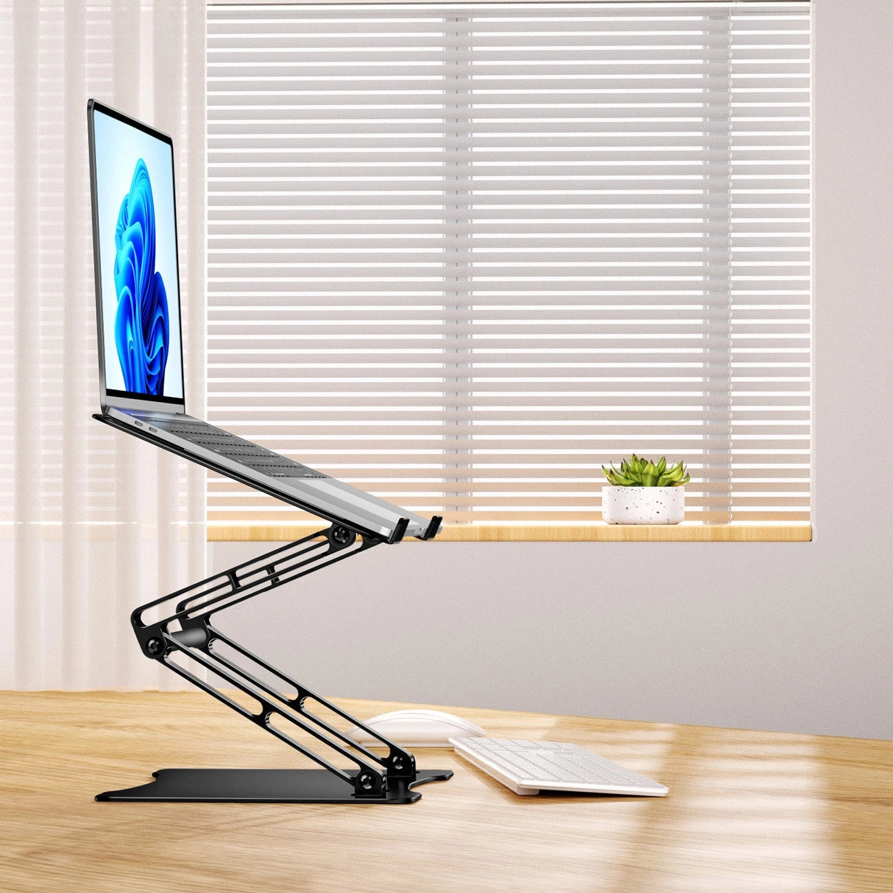 Laptop stand Wozinsky WRS-CPY75DSB aluminum + Free! smartphone stand - black_9