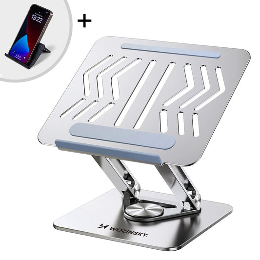 Laptop stand Wozinsky WRS-CPY84SS aluminum + Free! smartphone stand - silver_0