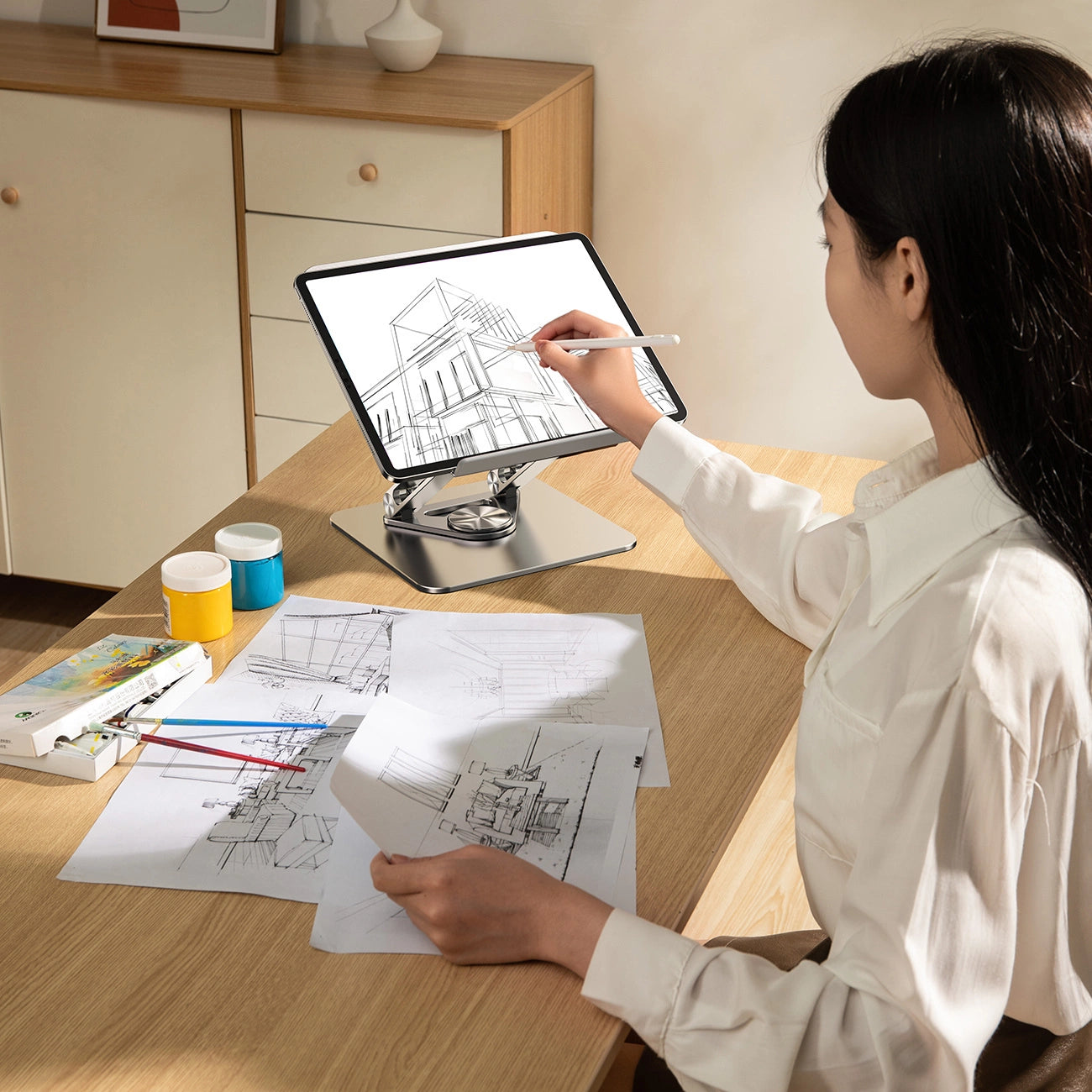 Laptop stand Wozinsky WRS-CPY84SS aluminum + Free! smartphone stand - silver_6