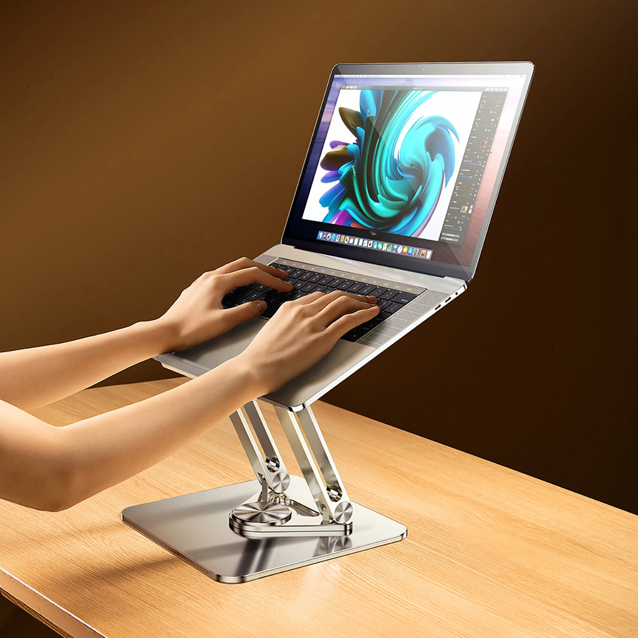 Laptop stand Wozinsky WRS-CPY84SS aluminum + Free! smartphone stand - silver_7