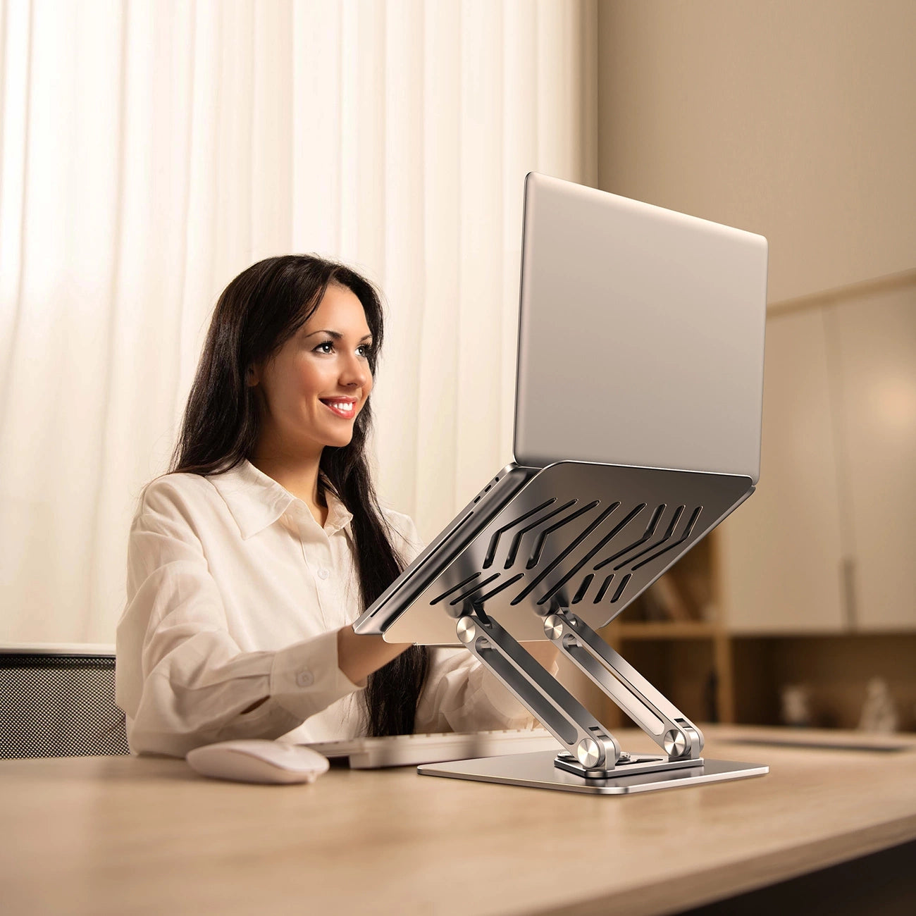 Laptop stand Wozinsky WRS-CPY84SS aluminum + Free! smartphone stand - silver_13