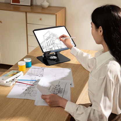 Laptop stand Wozinsky WRS-CPY84SB 360 aluminum + Free! smartphone stand - black_11
