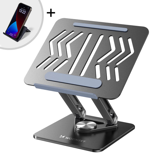Laptop stand Wozinsky WRS-CPY84SB 360 aluminum + Free! smartphone stand - black_0