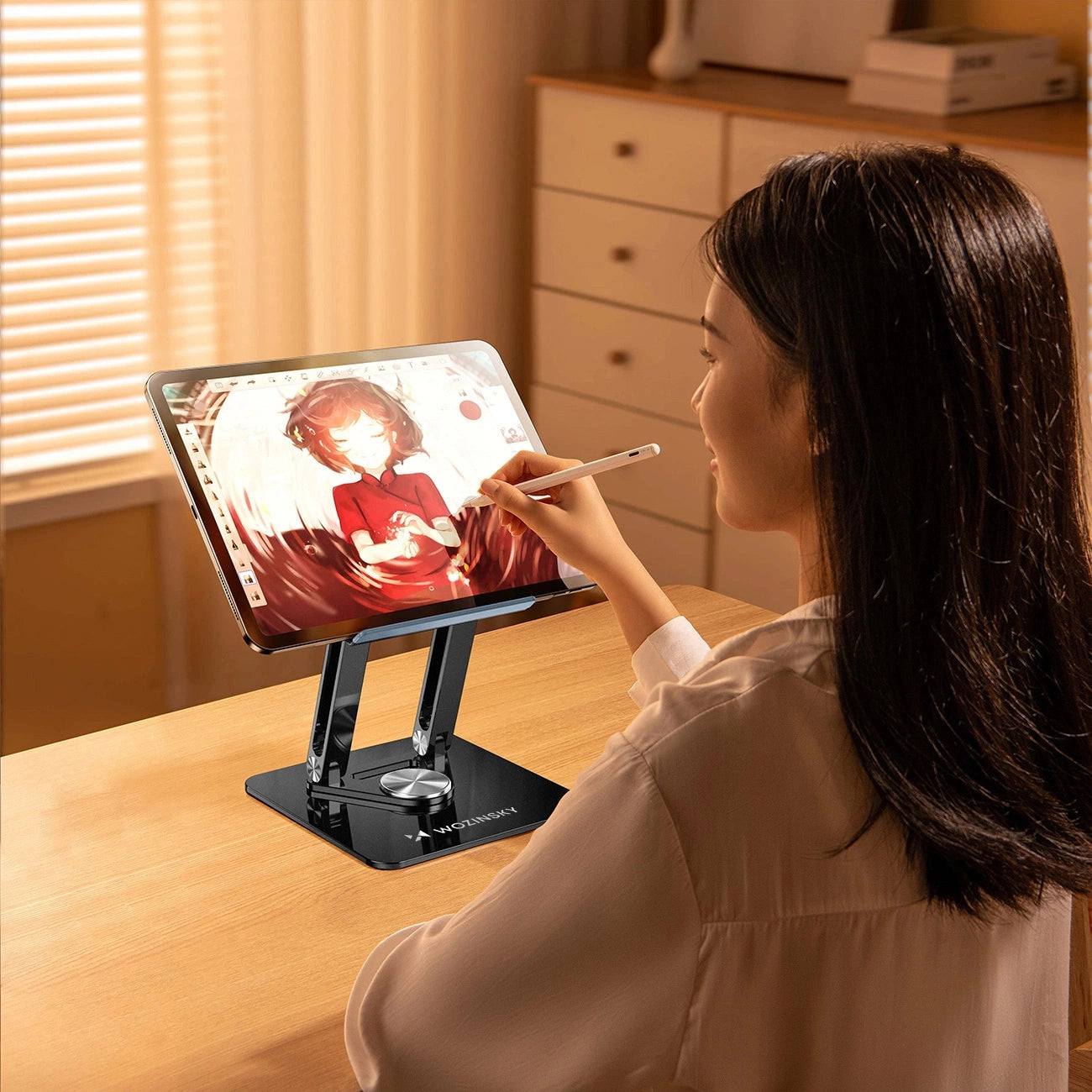 Laptop stand Wozinsky WRS-CPY84SB 360 aluminum + Free! smartphone stand - black_8