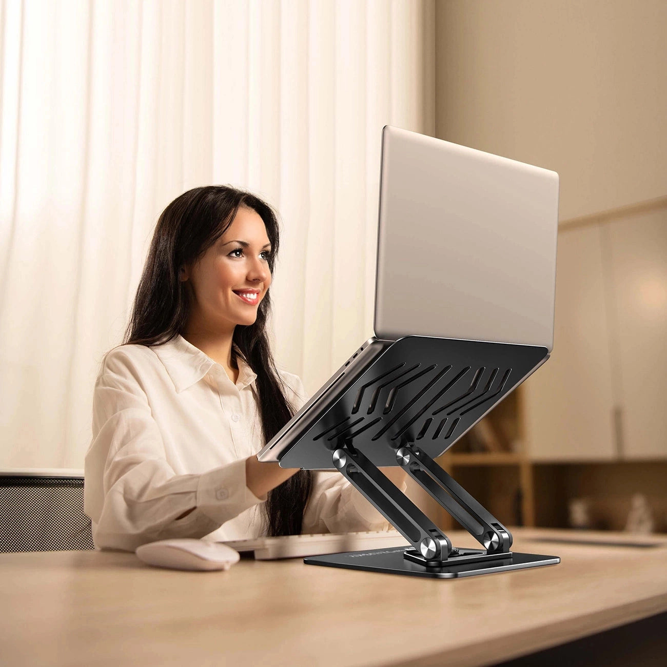 Laptop stand Wozinsky WRS-CPY84SB 360 aluminum + Free! smartphone stand - black_10