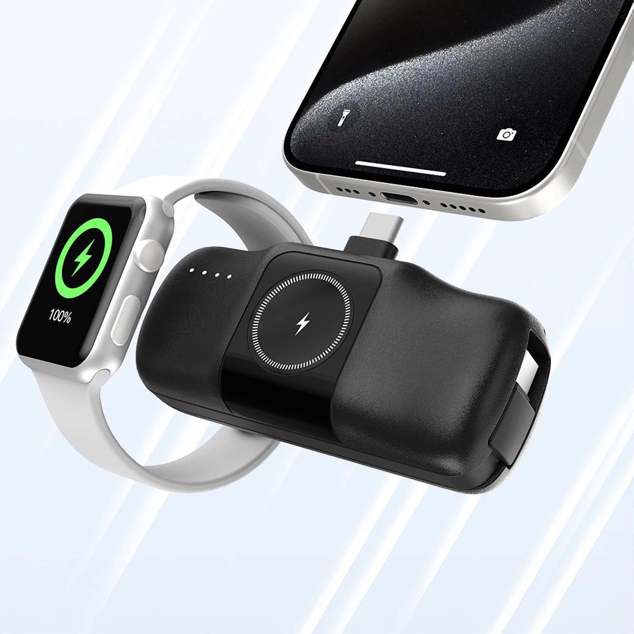 Wozinsky WF16-YCS 5000mAh 15W USB-C Mini Power Bank with Built-in USB-C Cable and Apple Watch Charger - Black_8