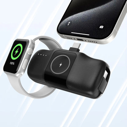Wozinsky WF16-YCS 5000mAh 15W USB-C Mini Power Bank with Built-in USB-C Cable and Apple Watch Charger - Black_8