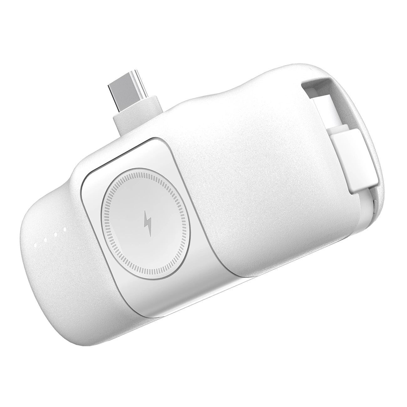Wozinsky WF16-YCS 5000mAh 15W USB-C Mini Power Bank with Built-in USB-C Cable and Apple Watch Charger - White_2