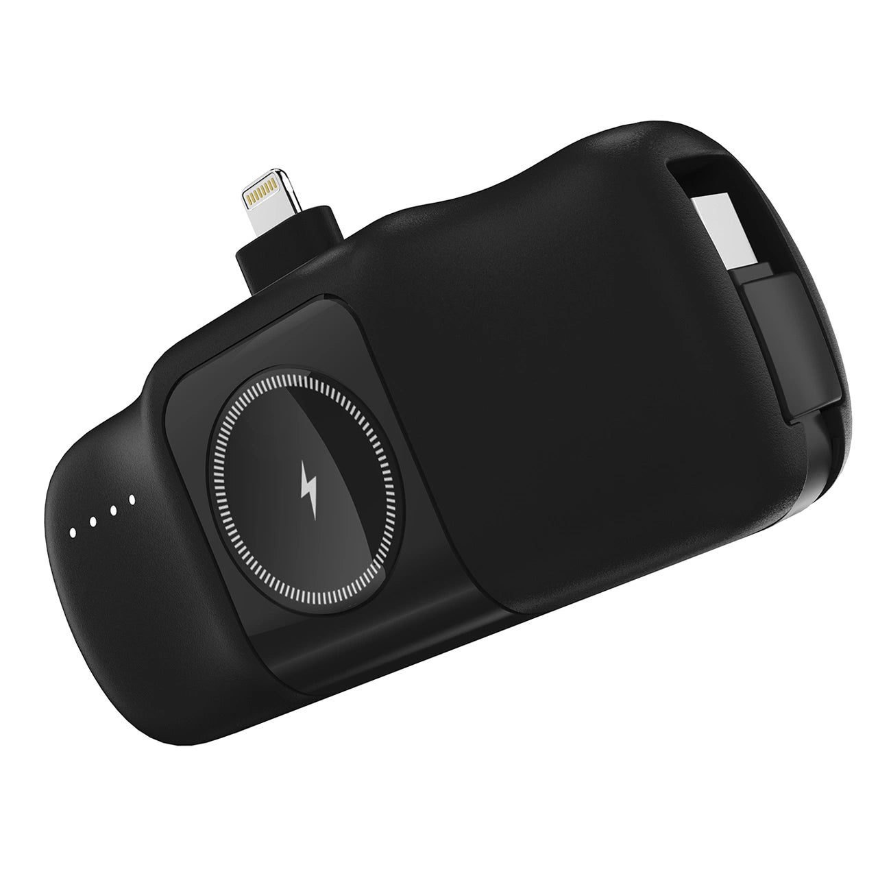 Wozinsky WF16-YLS 5000mAh 15W Lightning Mini Power Bank with Built-in USB-C Cable and Apple Watch Charger - Black_1