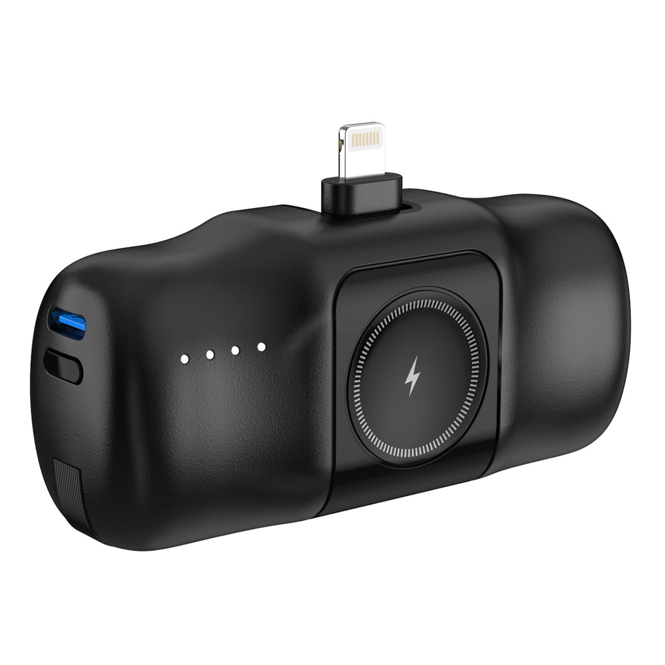 Wozinsky WF16-YLS 5000mAh 15W Lightning Mini Power Bank with Built-in USB-C Cable and Apple Watch Charger - Black_2