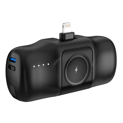 Wozinsky WF16-YLS 5000mAh 15W Lightning Mini Power Bank with Built-in USB-C Cable and Apple Watch Charger - Black_2