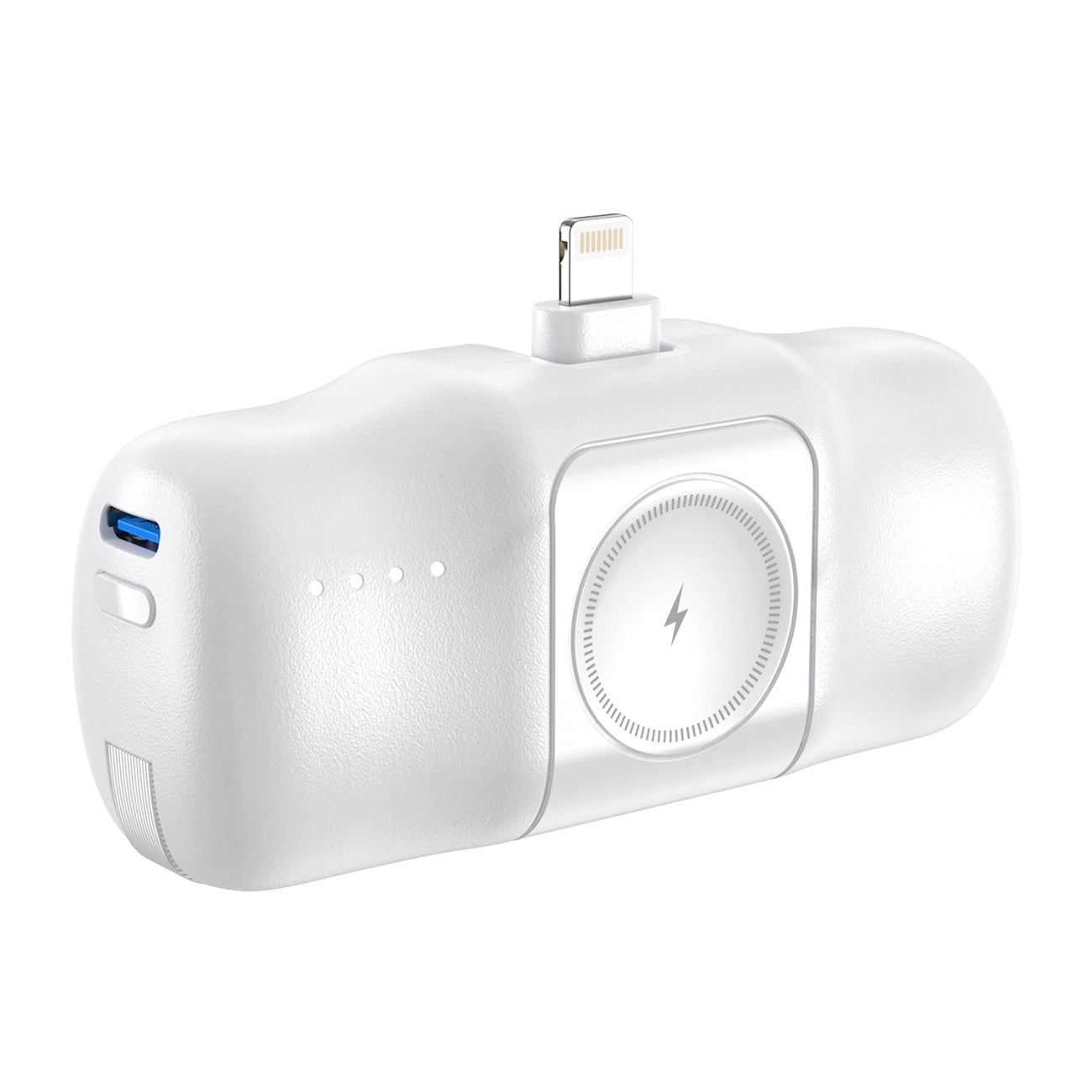 Wozinsky WF16-YLS 5000mAh 15W Lightning Mini Power Bank with Built-in USB-C Cable and Apple Watch Charger - White_2