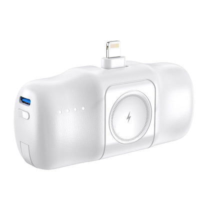Wozinsky WF16-YLS 5000mAh 15W Lightning Mini Power Bank with Built-in USB-C Cable and Apple Watch Charger - White_2