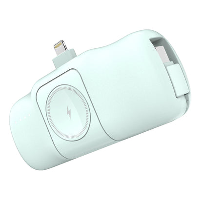 Wozinsky WF16-YLS 5000mAh 15W Lightning Mini Power Bank with Built-in USB-C Cable and Apple Watch Charger - Green_1