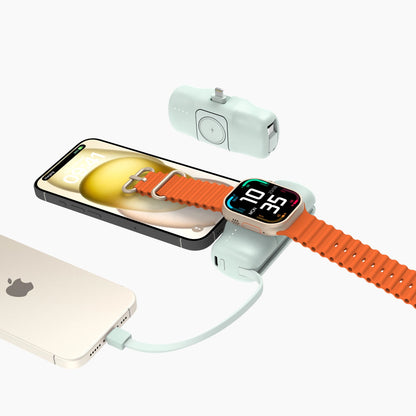 Wozinsky WF16-YLS 5000mAh 15W Lightning Mini Power Bank with Built-in USB-C Cable and Apple Watch Charger - Green_8