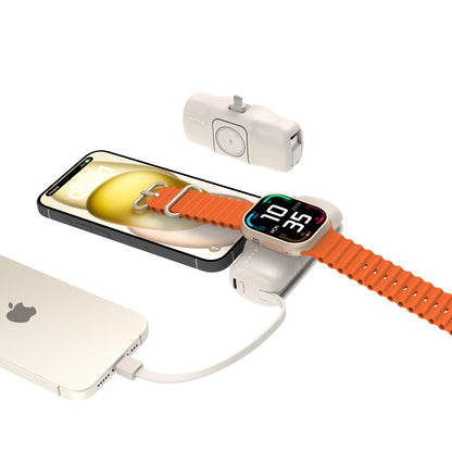 Wozinsky WF16-YLS 5000mAh 15W Lightning Mini Power Bank with Built-in USB-C Cable and Apple Watch Charger - Beige_7