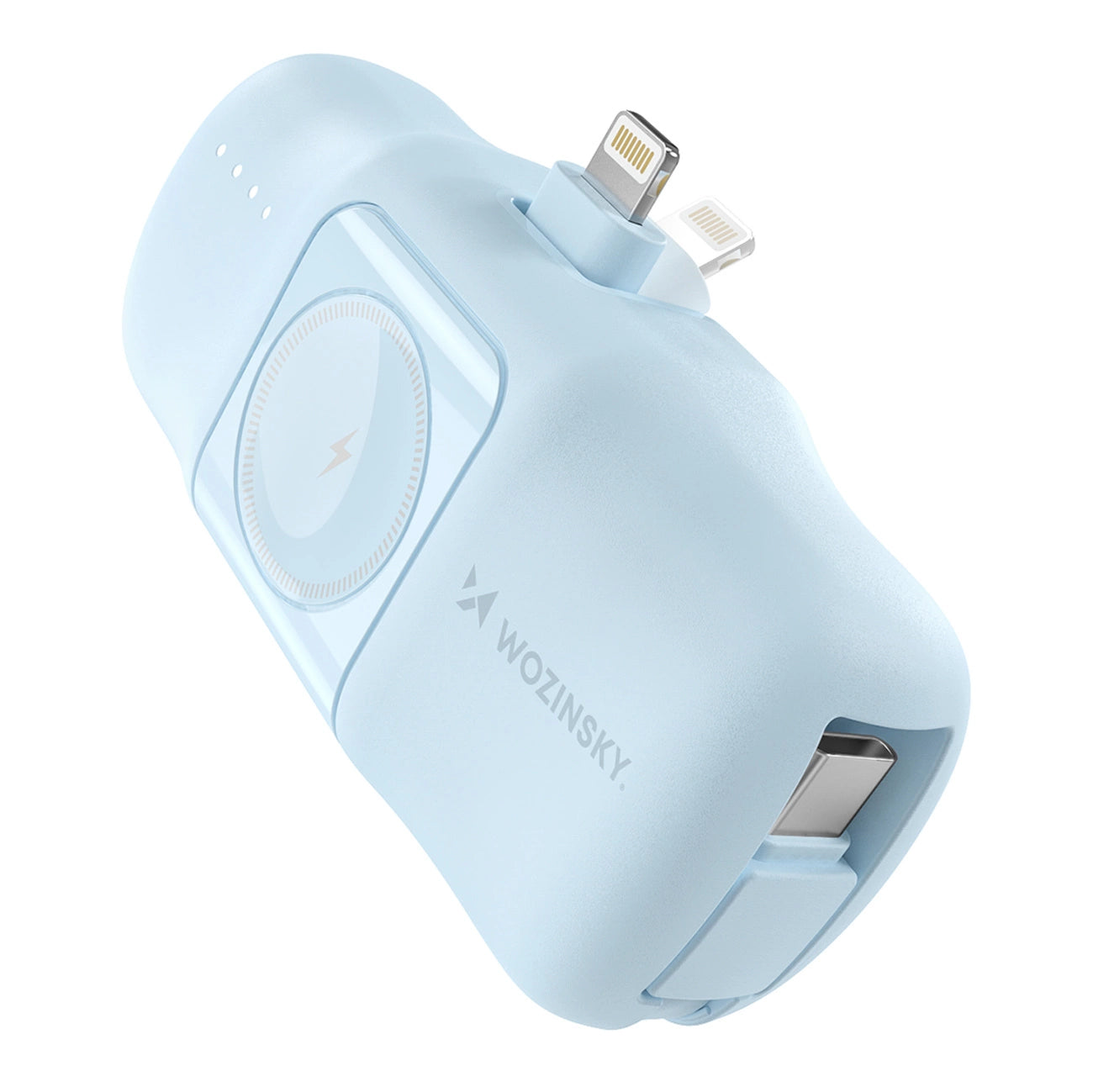 Wozinsky WF16-YLS 5000mAh 15W Lightning Mini Power Bank with Built-in USB-C Cable and Apple Watch Charger - Blue_0
