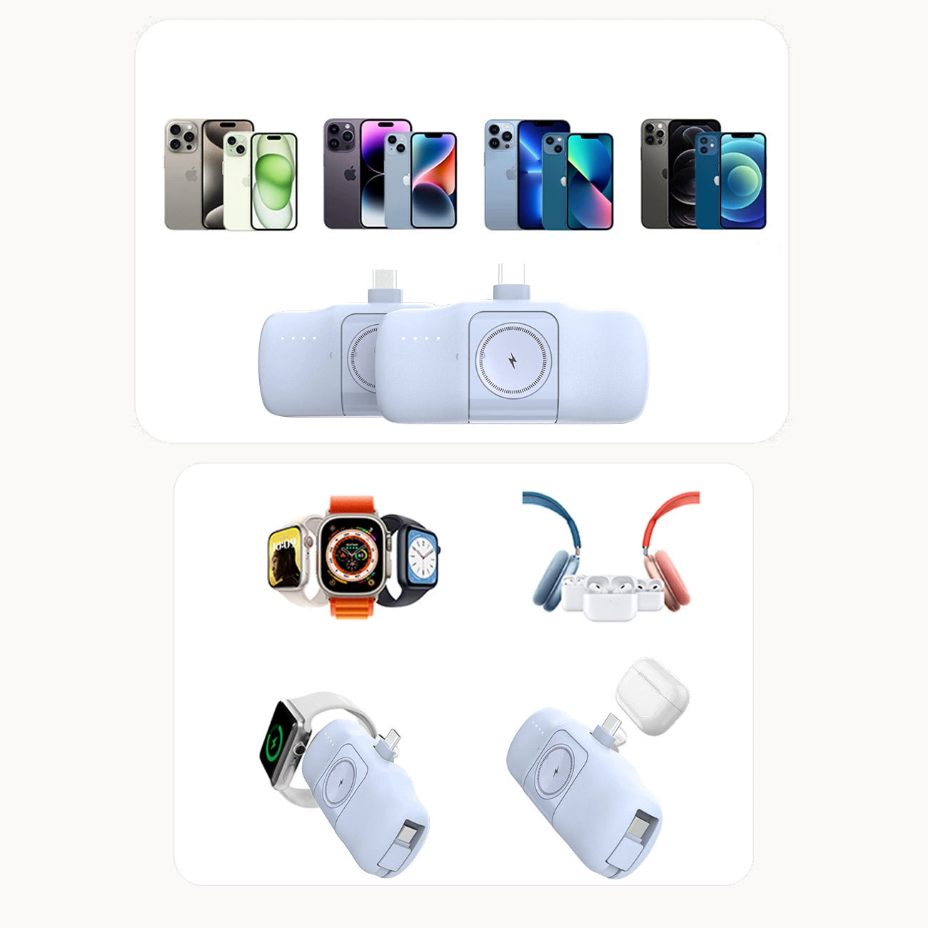 Wozinsky WF16-YLS 5000mAh 15W Lightning Mini Power Bank with Built-in USB-C Cable and Apple Watch Charger - Blue_6