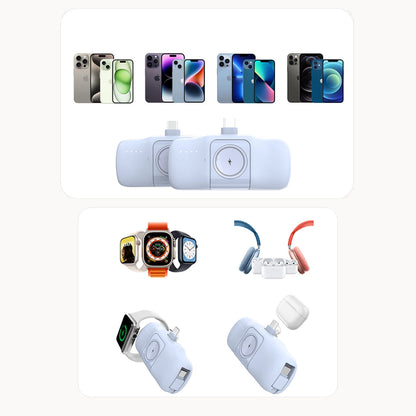 Wozinsky WF16-YLS 5000mAh 15W Lightning Mini Power Bank with Built-in USB-C Cable and Apple Watch Charger - Blue_6