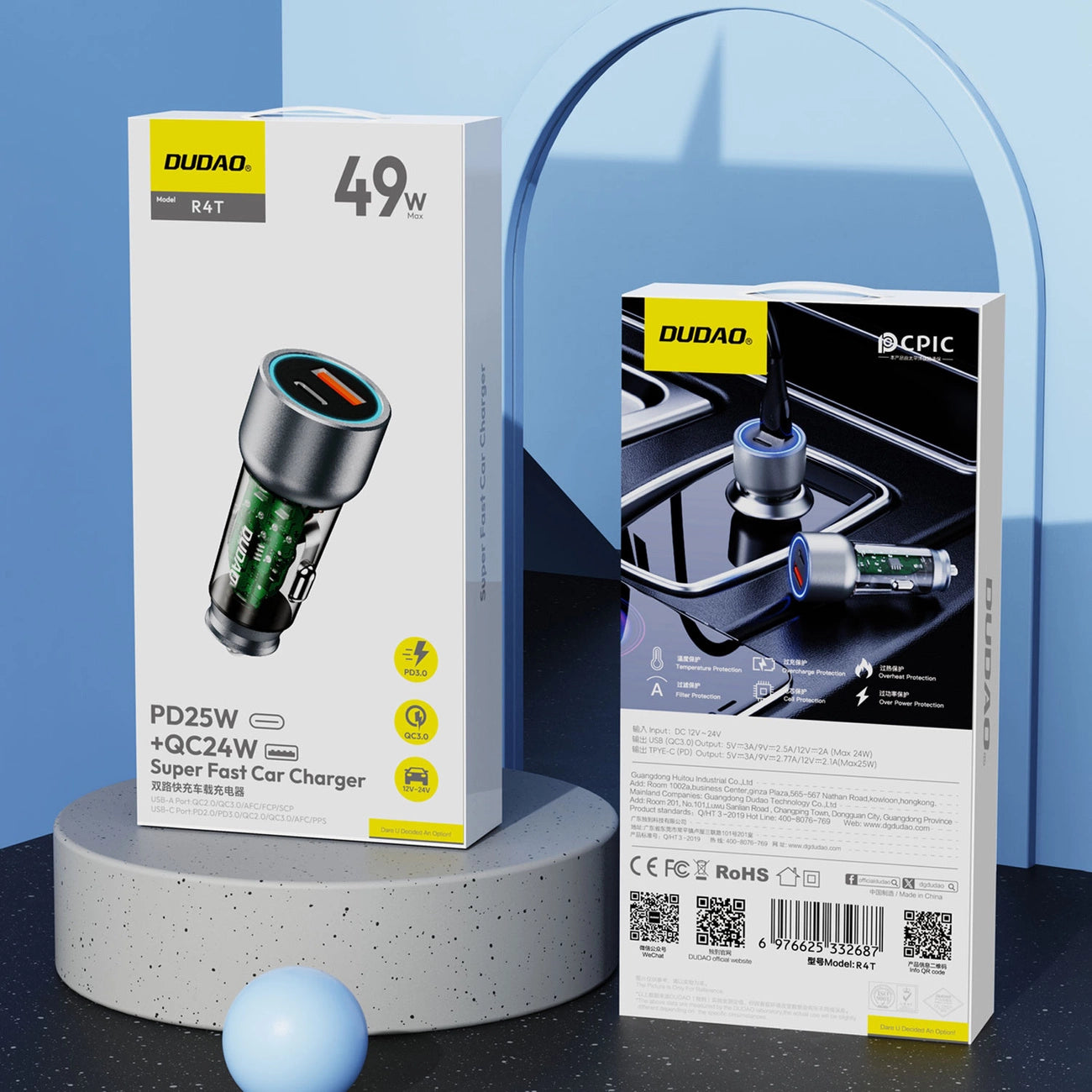 Dudao R4T 30W USB-A / USB-C Car Charger - Gray_8