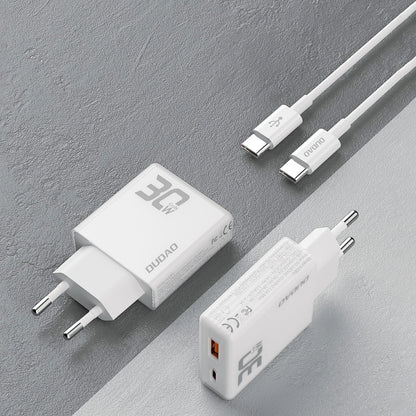 GaN Dudao A30EUT 30W USB-A / USB-C Wall Charger + USB-C - USB-C Cable - White_2