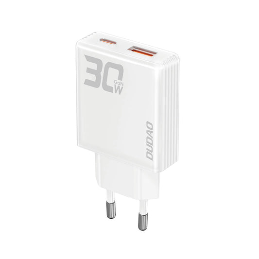 GaN Dudao A30EU 30W USB-A / USB-C Wall Charger - White_0