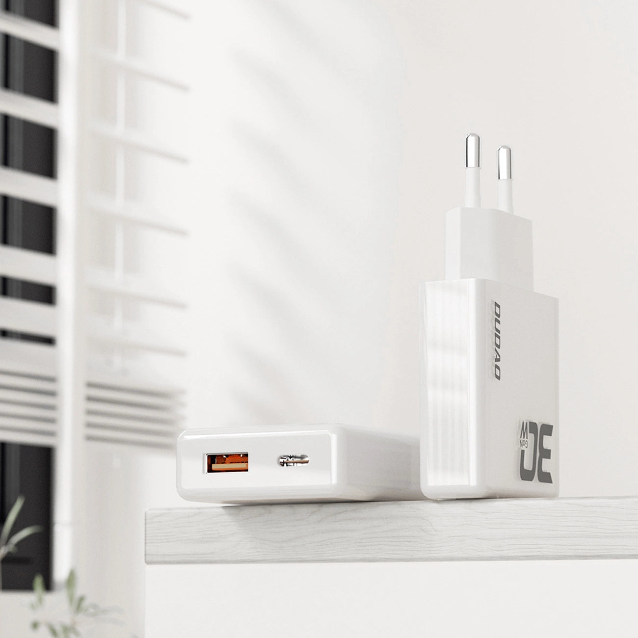 GaN Dudao A30EU 30W USB-A / USB-C Wall Charger - White_2