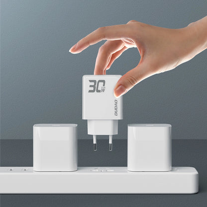 GaN Dudao A30EU 30W USB-A / USB-C Wall Charger - White_4
