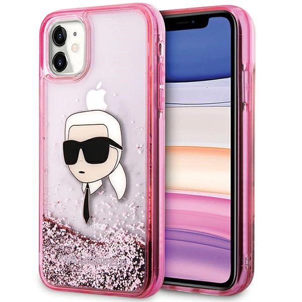 Karl Lagerfeld Glitter Karl Head iPhone 11/XR Case - Pink_0