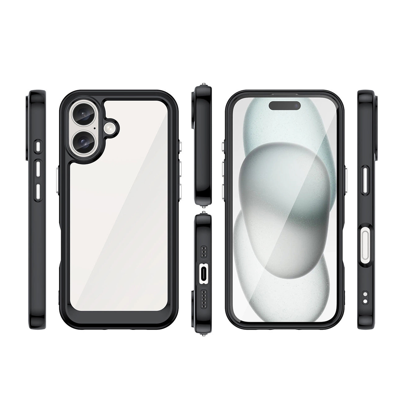 Outer Space Case with Gel Frame for iPhone 16 - Black_1