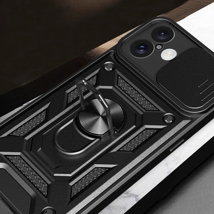 Hybrid Armor Camshield iPhone 16 Plus Armored Case with Camera Cover and Stand - Black_6