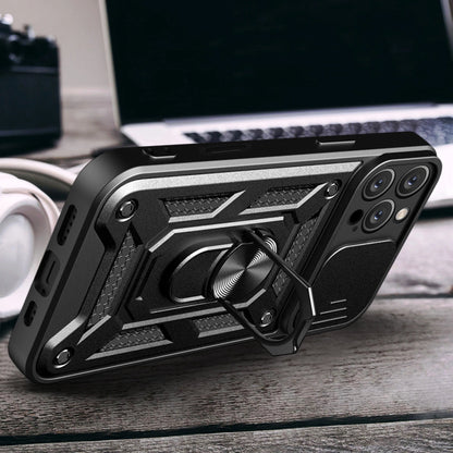 Hybrid Armor Camshield iPhone 16 Pro Case with Camera Cover and Stand - Black_5