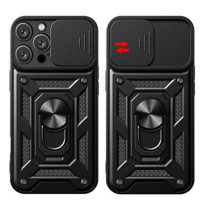Hybrid Armor Camshield iPhone 16 Pro Max Armored Case with Camera Cover and Stand - Black_9